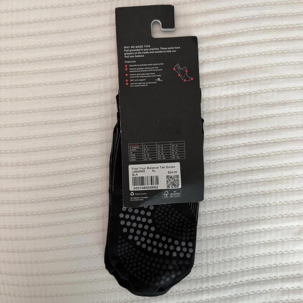 NWT Lululemon Find Your Balance Studio Tab Sock Black XL - Picture 5 of 8